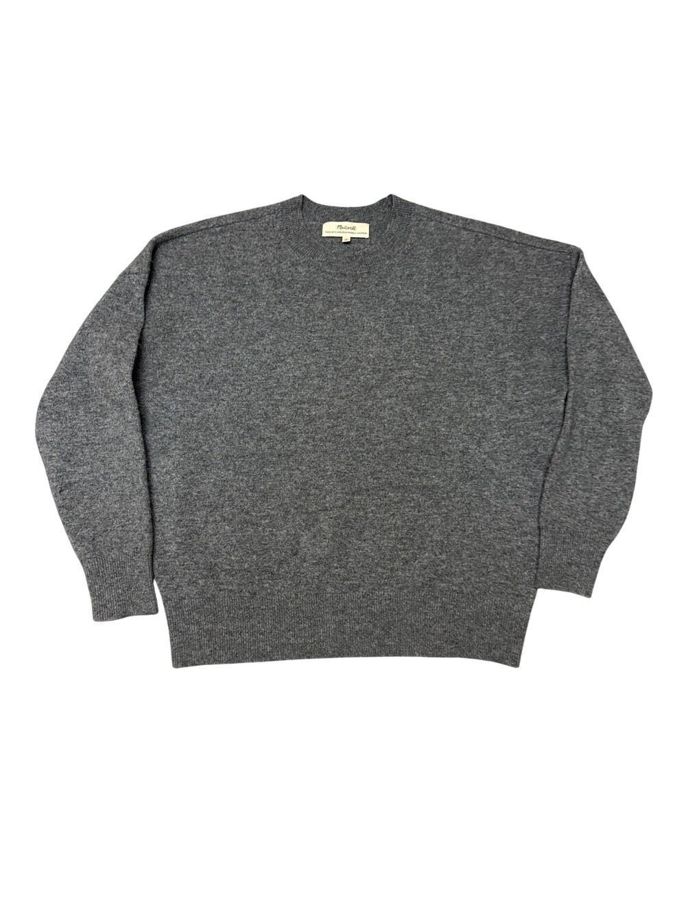 Madewell Sweater Womens Small Gray 100% Cashmere Crew Neck Pullover Knit Top